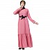 Polka dotted frilled abaya- Puce Pink Polka dotted frilled abaya- Puce Pink